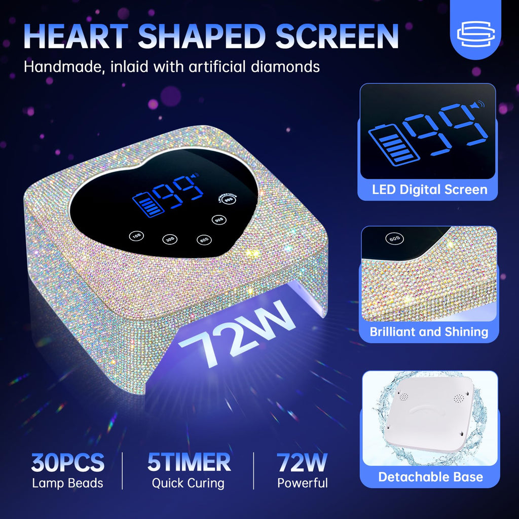 CHRISTINE SHELLY UV LED Nail Lamp 72W – Rechargeable Wireless Nail Dryer