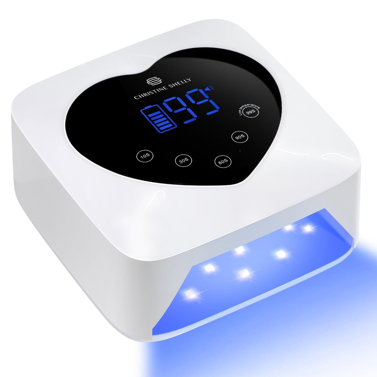 CHRISTINE SHELLY 72W UV Nail Lamp – Cordless Gel Polish Dryer with 5 Timers, Auto Sensor, Display, White
