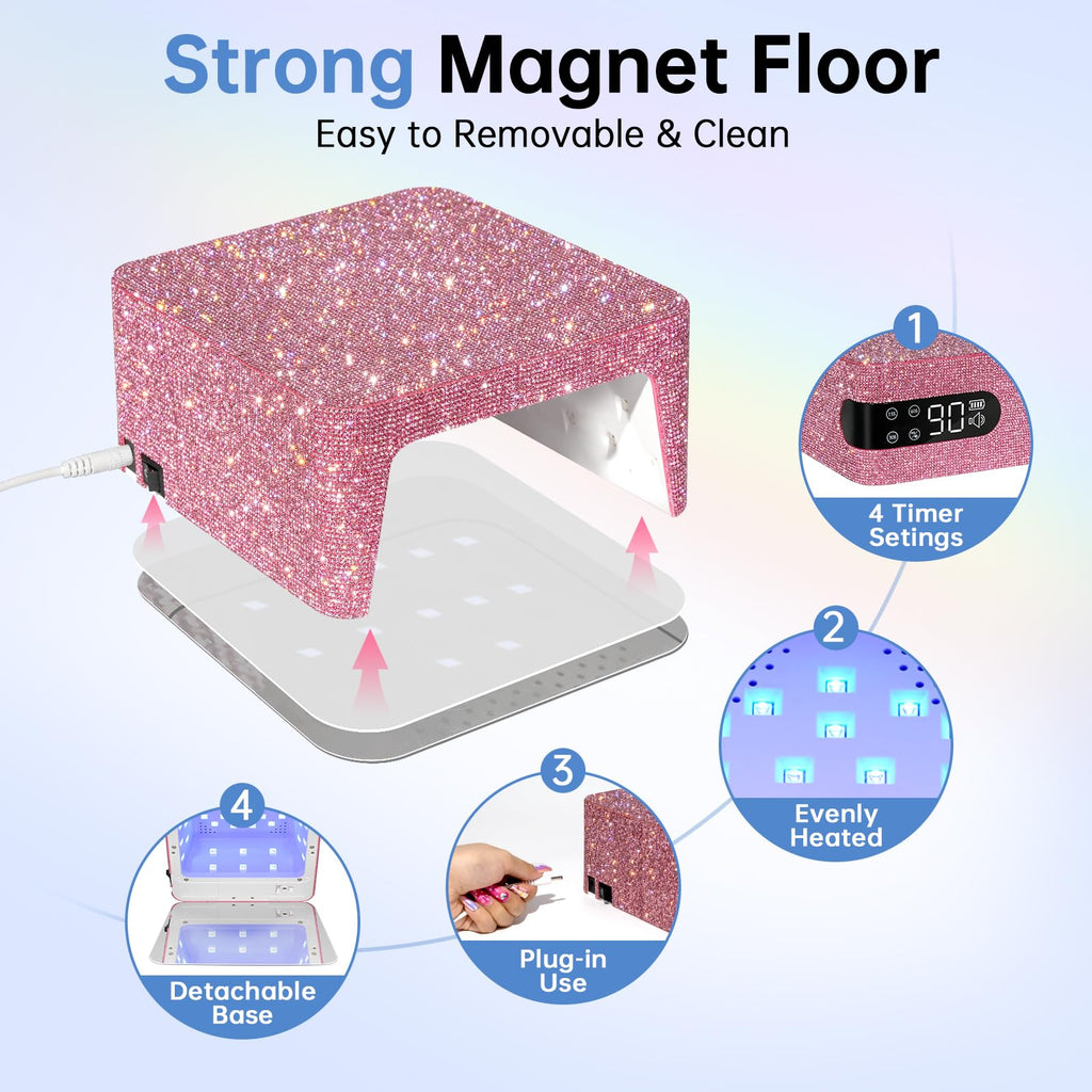 CHRISTINE SHELLY UV Nail Lamp 96W | Fast Gel Curing, 4 Timer Settings, Touch Control