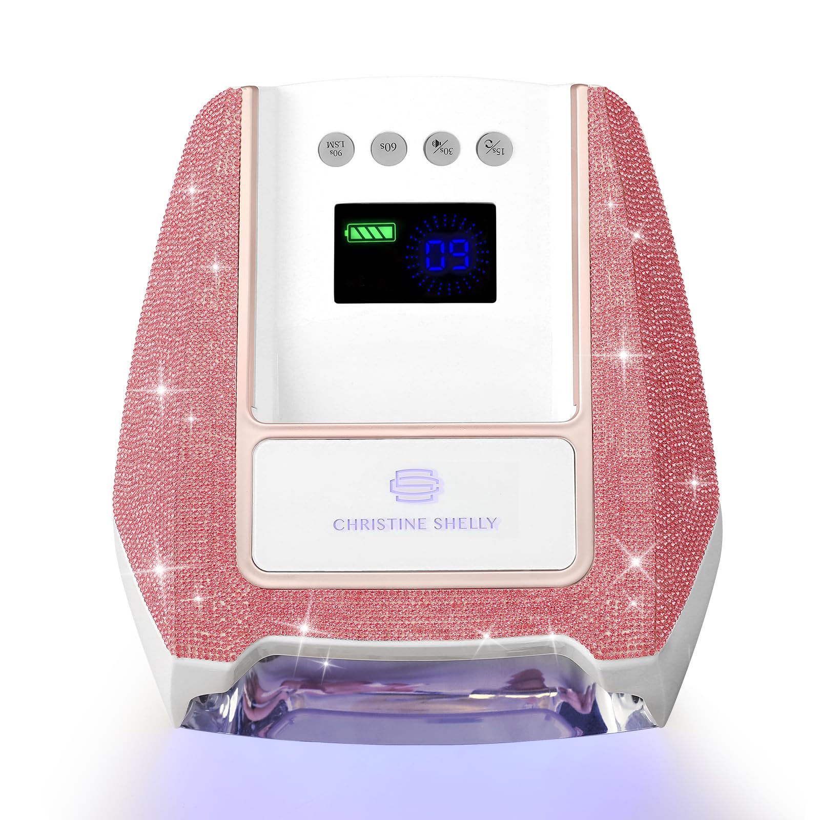 CHRISTINE SHELLY UV Nail Lamp – Cordless Gel Light with Auto Sensor, 4 Timers, 96W, Pink Diamond