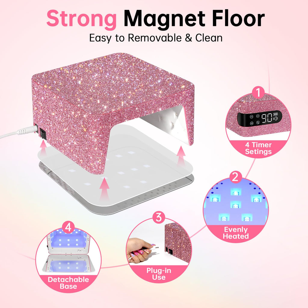 CHRISTINE SHELLY UV Nail Lamp 96W | Fast Gel Curing, 4 Timer Settings, Touch Control