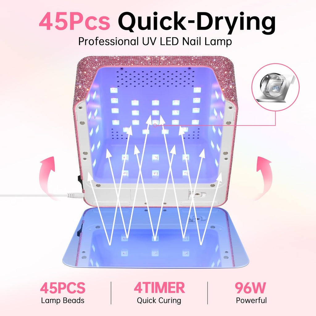 CHRISTINE SHELLY UV Nail Lamp 96W | Fast Gel Curing, 4 Timer Settings, Touch Control