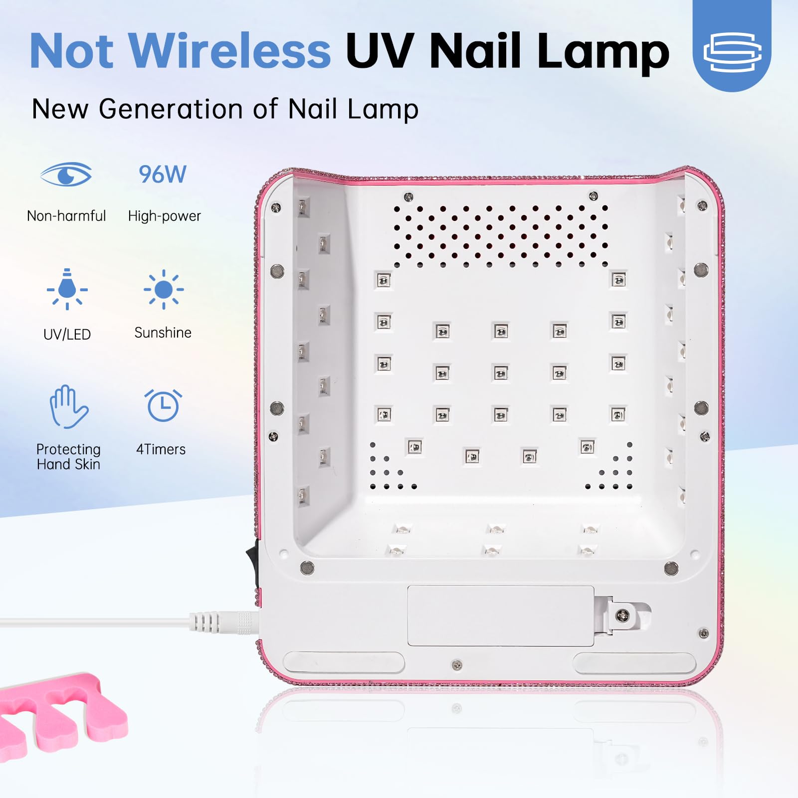 CHRISTINE SHELLY UV Nail Lamp 96W | Fast Gel Curing, 4 Timer Settings, Touch Control