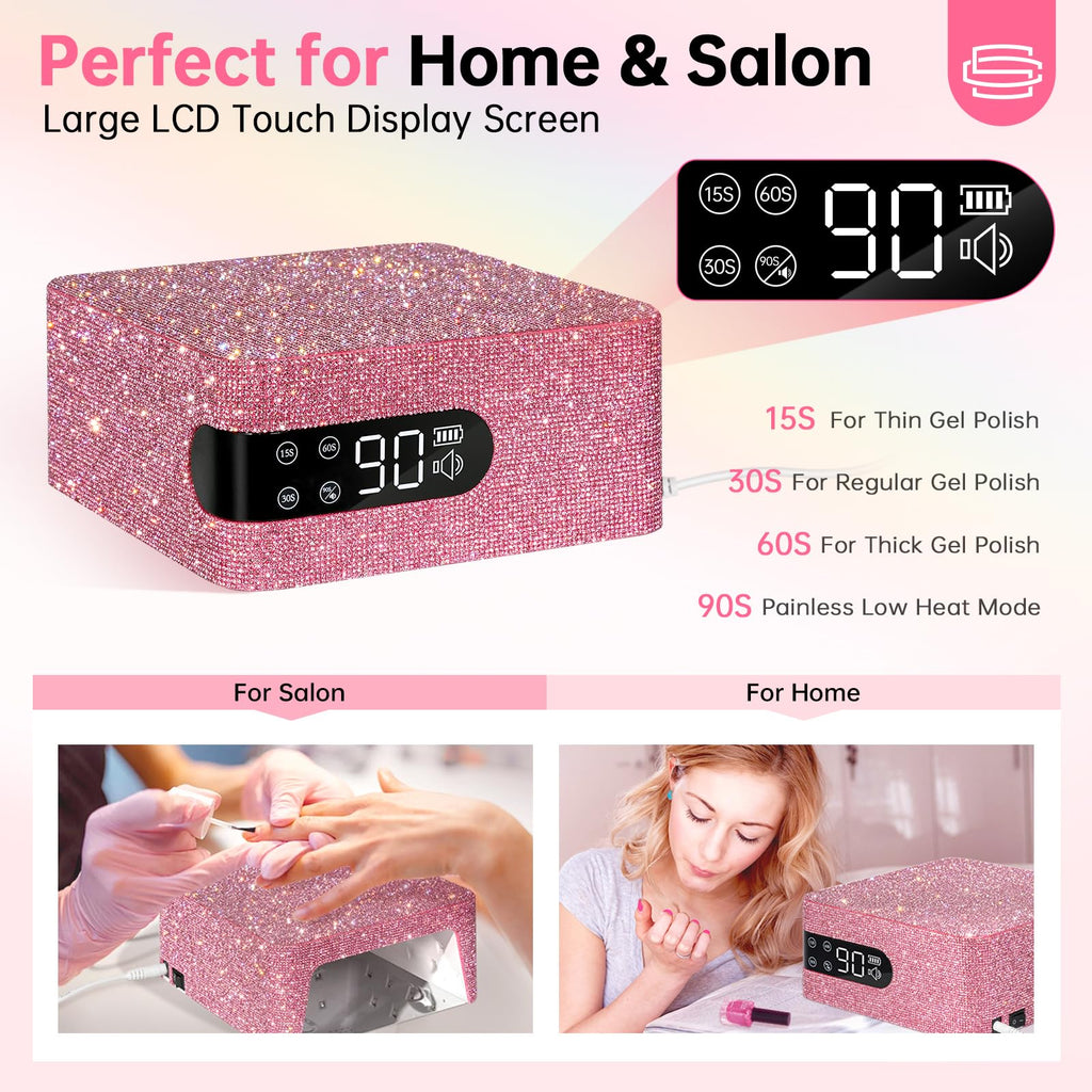 CHRISTINE SHELLY UV Nail Lamp 96W | Fast Gel Curing, 4 Timer Settings, Touch Control