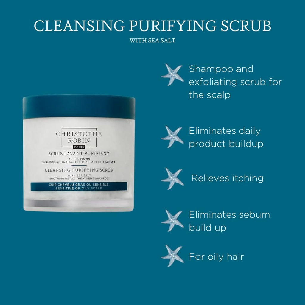 Christophe Robin Purifying Scalp Scrub with Sea Salt – Detox for Oily & Sensitive Scalps (250ml)
