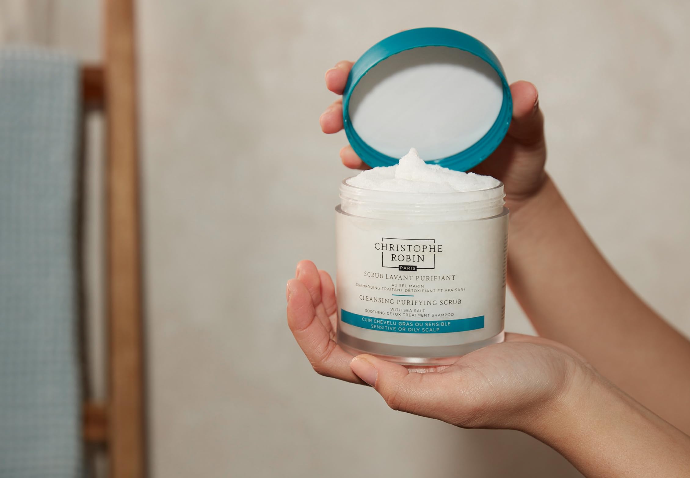 Christophe Robin Purifying Scalp Scrub with Sea Salt – Detox for Oily & Sensitive Scalps (250ml)