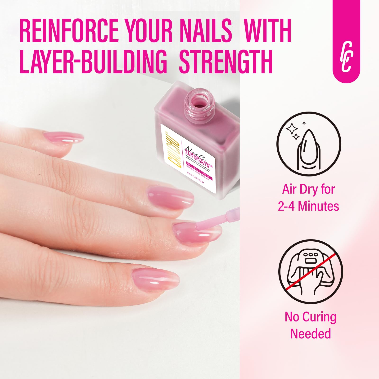 CHUCHU Nail Strengthener 8-in-1 Dusty Rose – 15ml