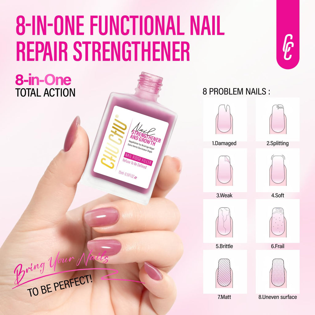CHUCHU Nail Strengthener 8-in-1 Dusty Rose – 15ml