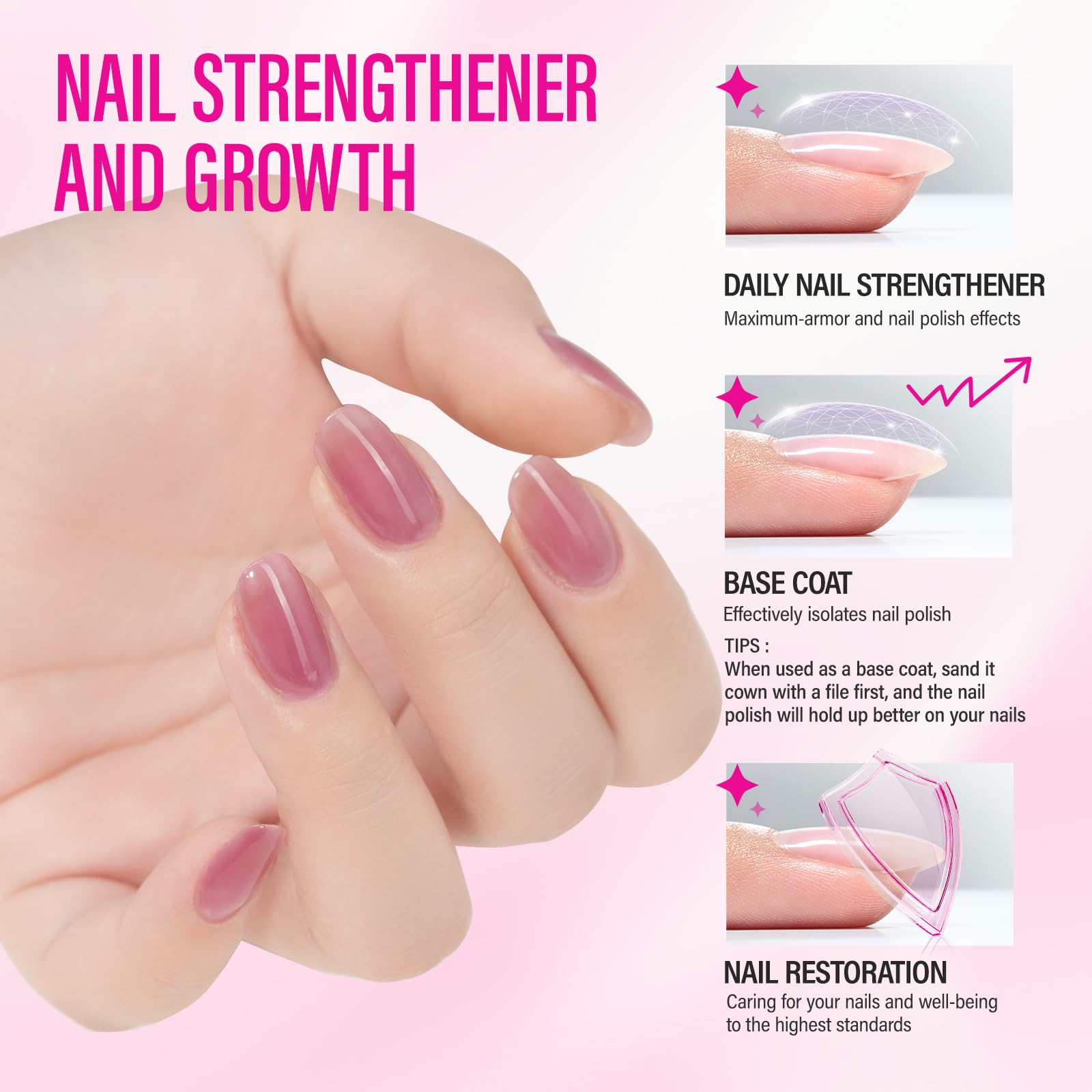CHUCHU Nail Strengthener 8-in-1 Dusty Rose – 15ml