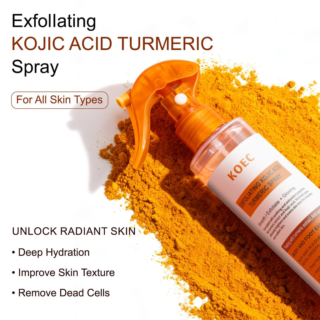 CHZHEN Keratin Care Kojic Acid Turmeric Spray – Gentle Exfoliating Brightening for Face & Body