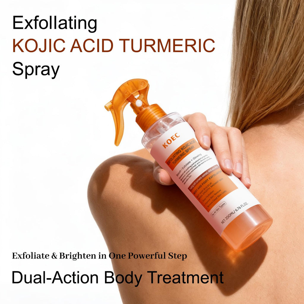 CHZHEN Keratin Care Kojic Acid Turmeric Spray – Gentle Exfoliating Brightening for Face & Body