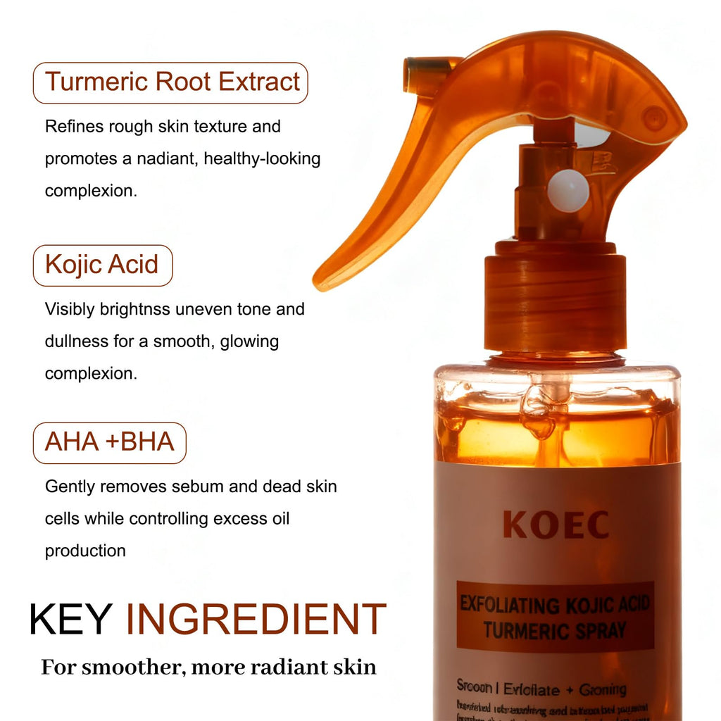 CHZHEN Keratin Care Kojic Acid Turmeric Spray – Gentle Exfoliating Brightening for Face & Body