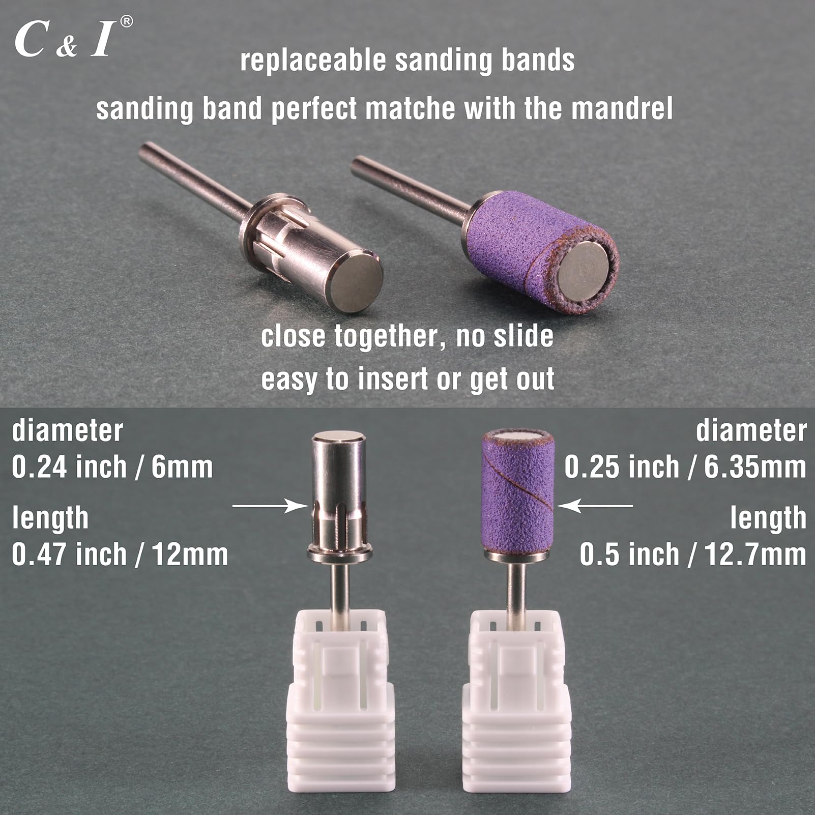 C & I Nail Sanding Bands 100 Pcs + Upgrade Mandrel – 8 Grits (Pink, #120 Coarse)