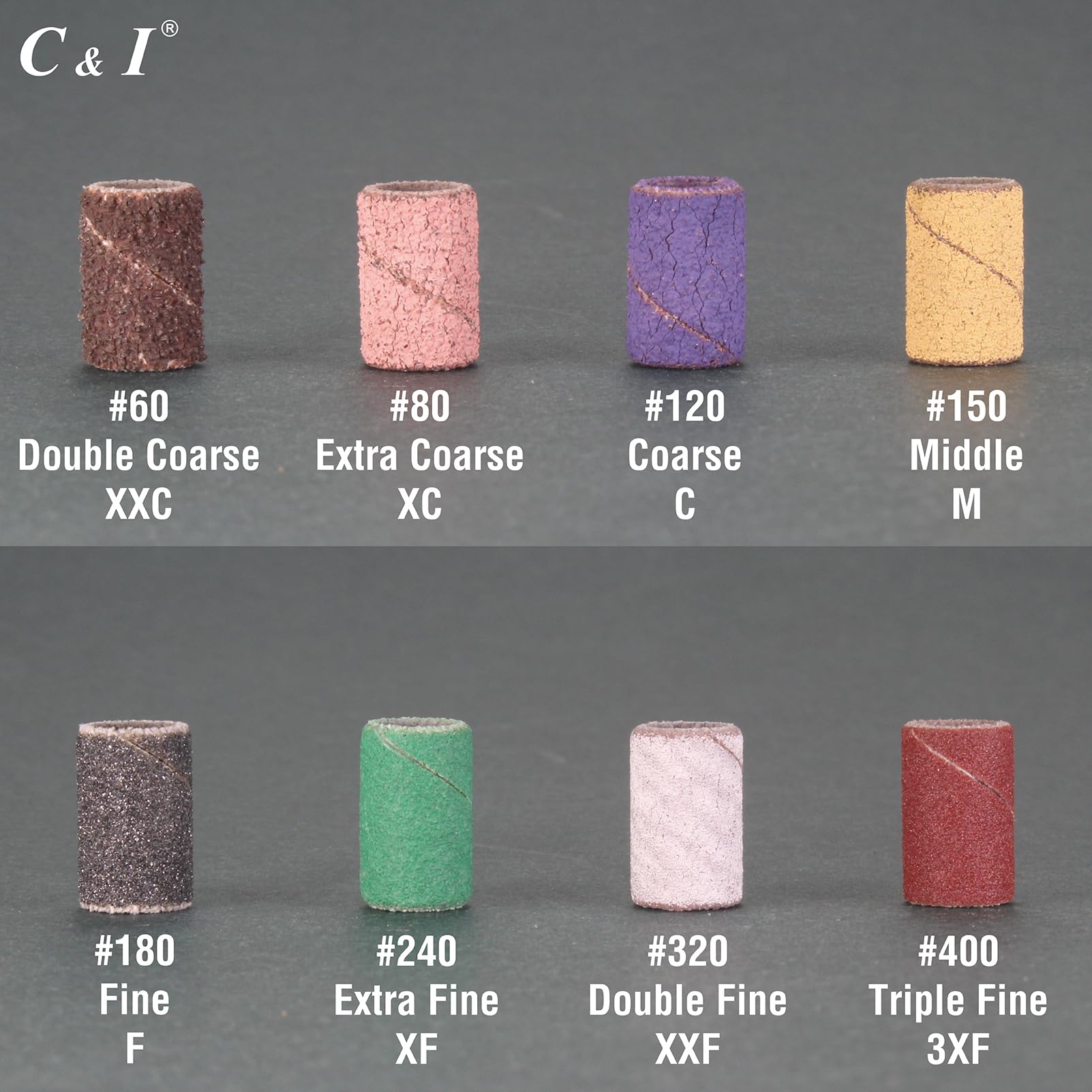 C & I Nail Sanding Bands 100 Pcs + Upgrade Mandrel – 8 Grits (Pink, #120 Coarse)