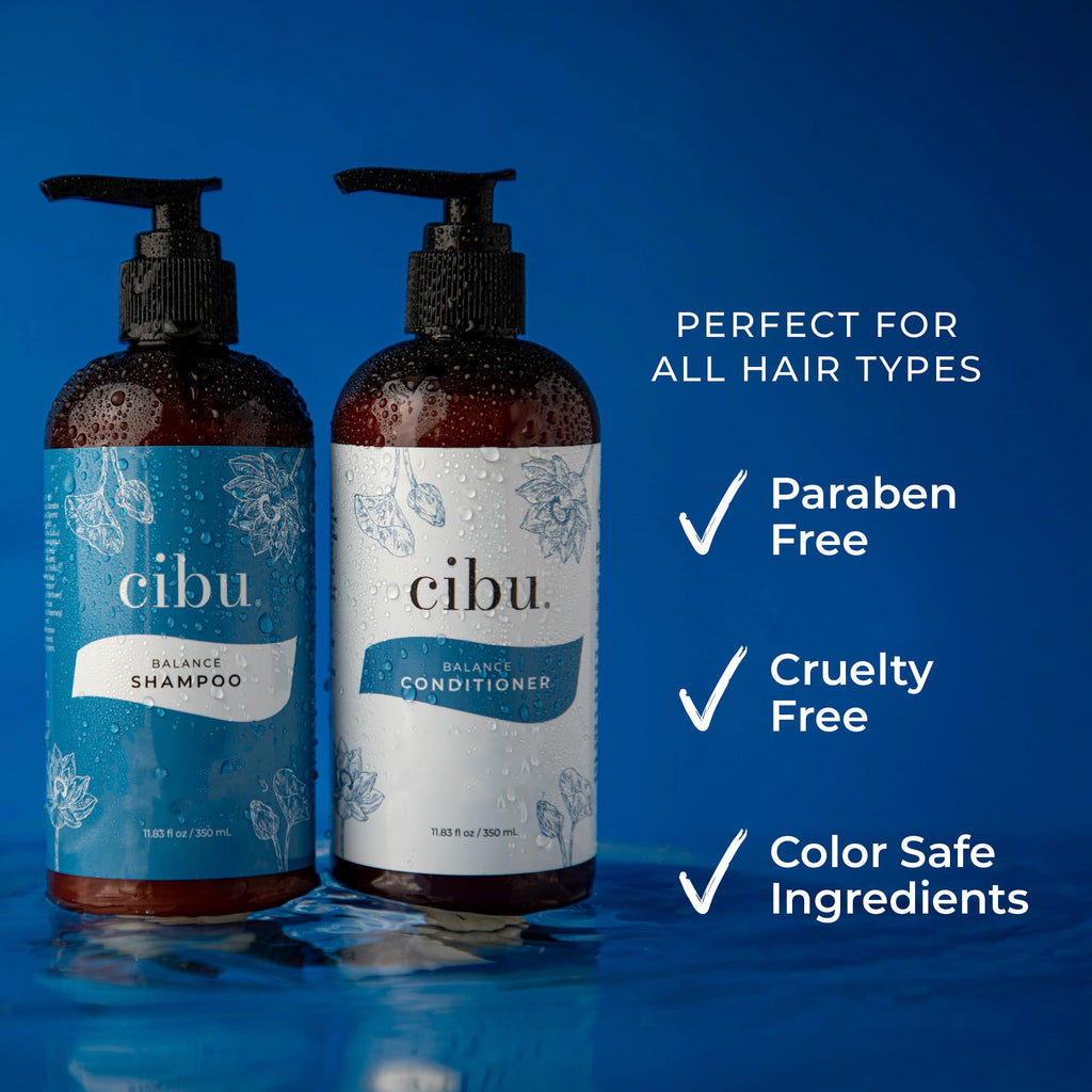 CIBU Balance Shampoo & Conditioner Bundle 90003 – Nutrient Rich, Sulfate-Free Duo for Hydrated, Shiny Hair | 2 x 11.83oz