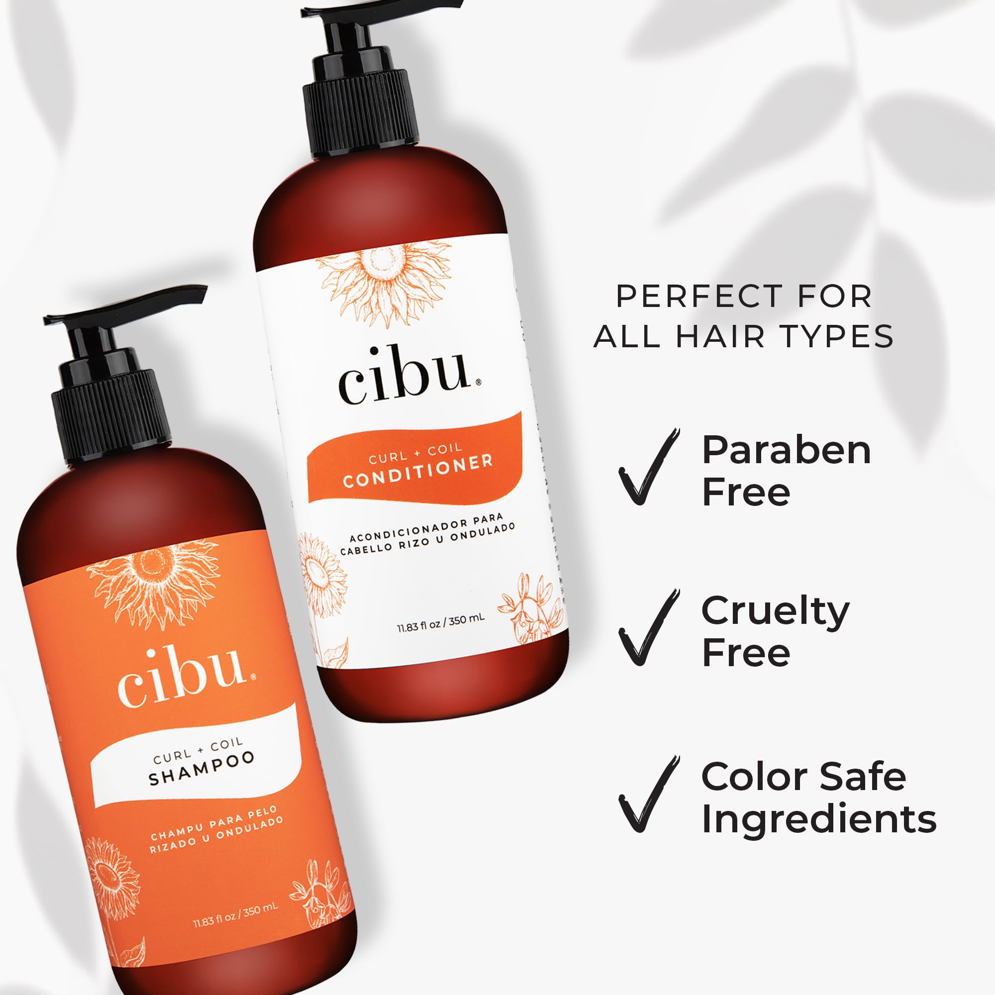 CIBU Curl + Coil Shampoo & Conditioner Bundle - Sulfate-Free, Defined Curls & Hydration - Pack of 2