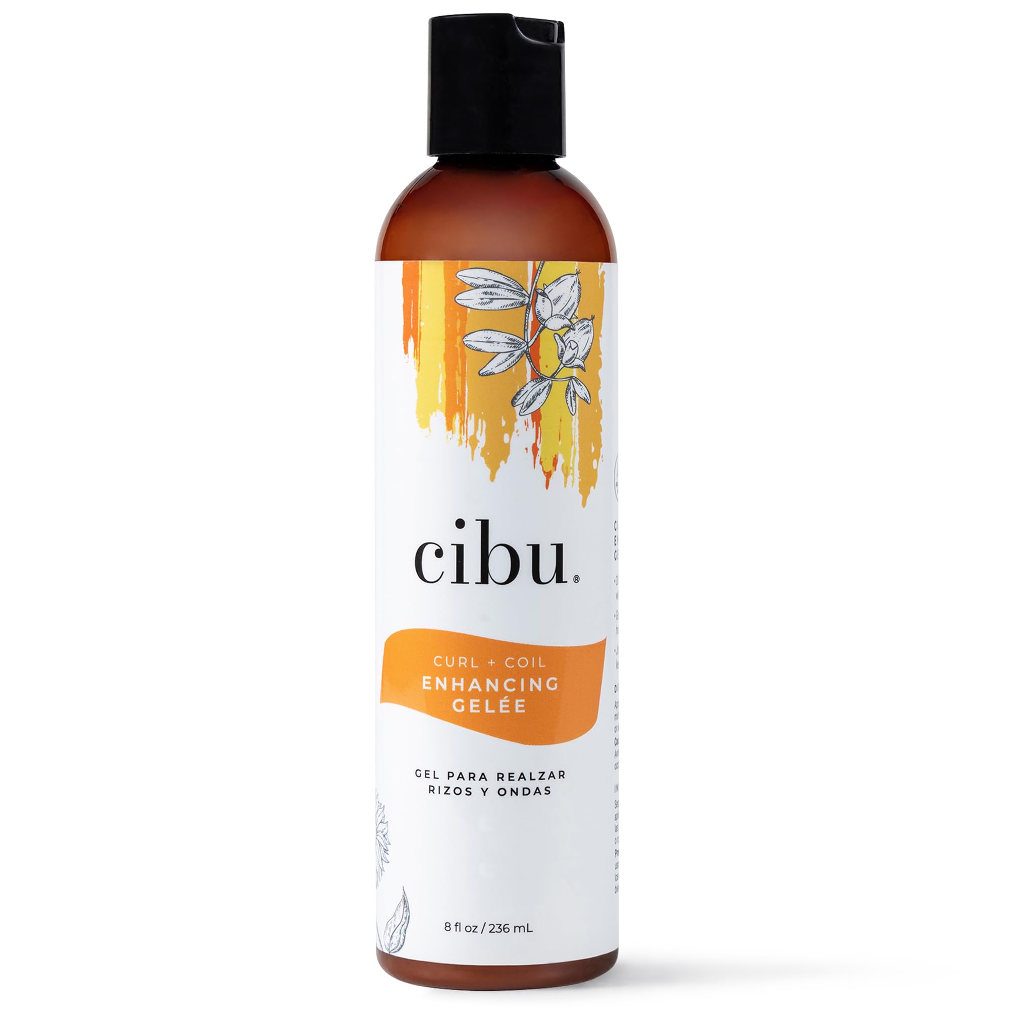 CIBU Curl + Coil Enhancing Gelée – Lightweight Curl Defining Gel for Curly & Wavy Hair (8 oz)