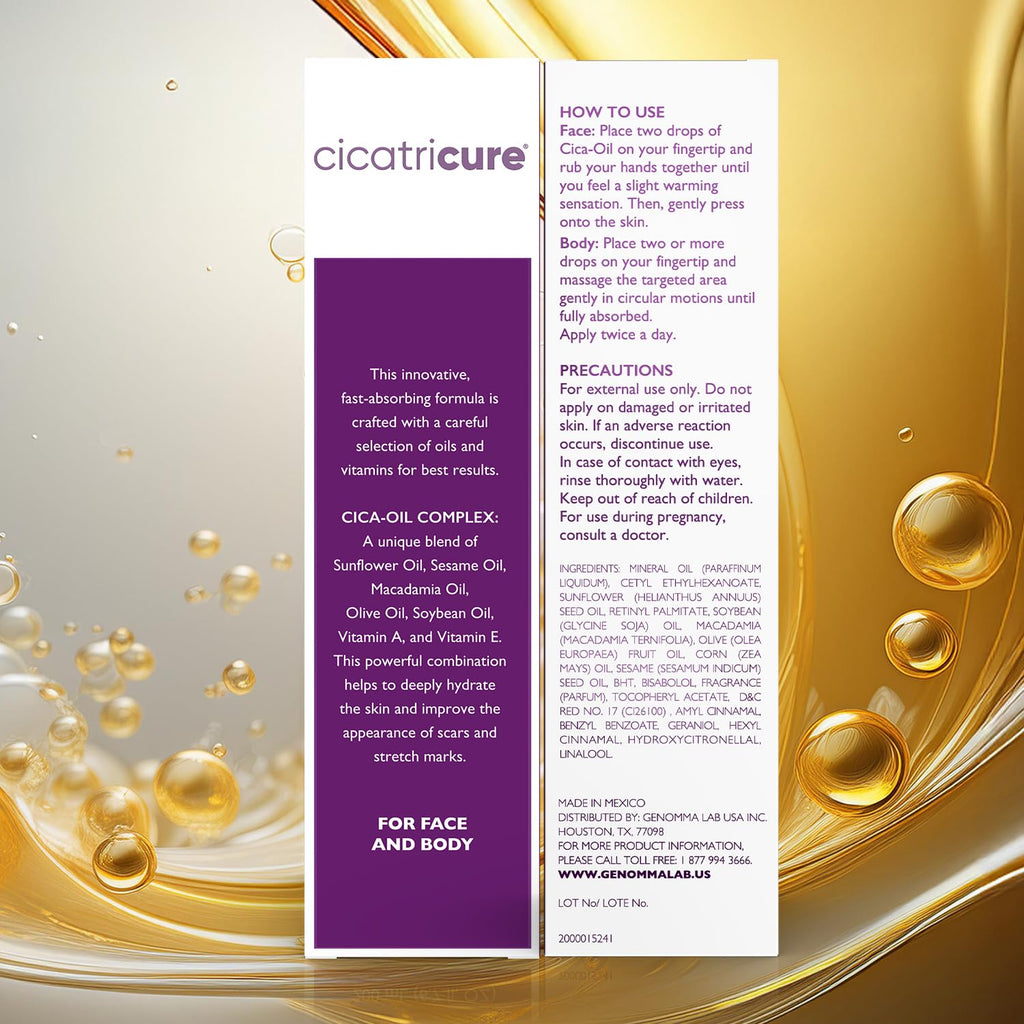 Cicatricure Cica Oil for Stretch Marks & Scars – Fast-Absorbing Body Oil with Vitamin E (6.7 fl oz)