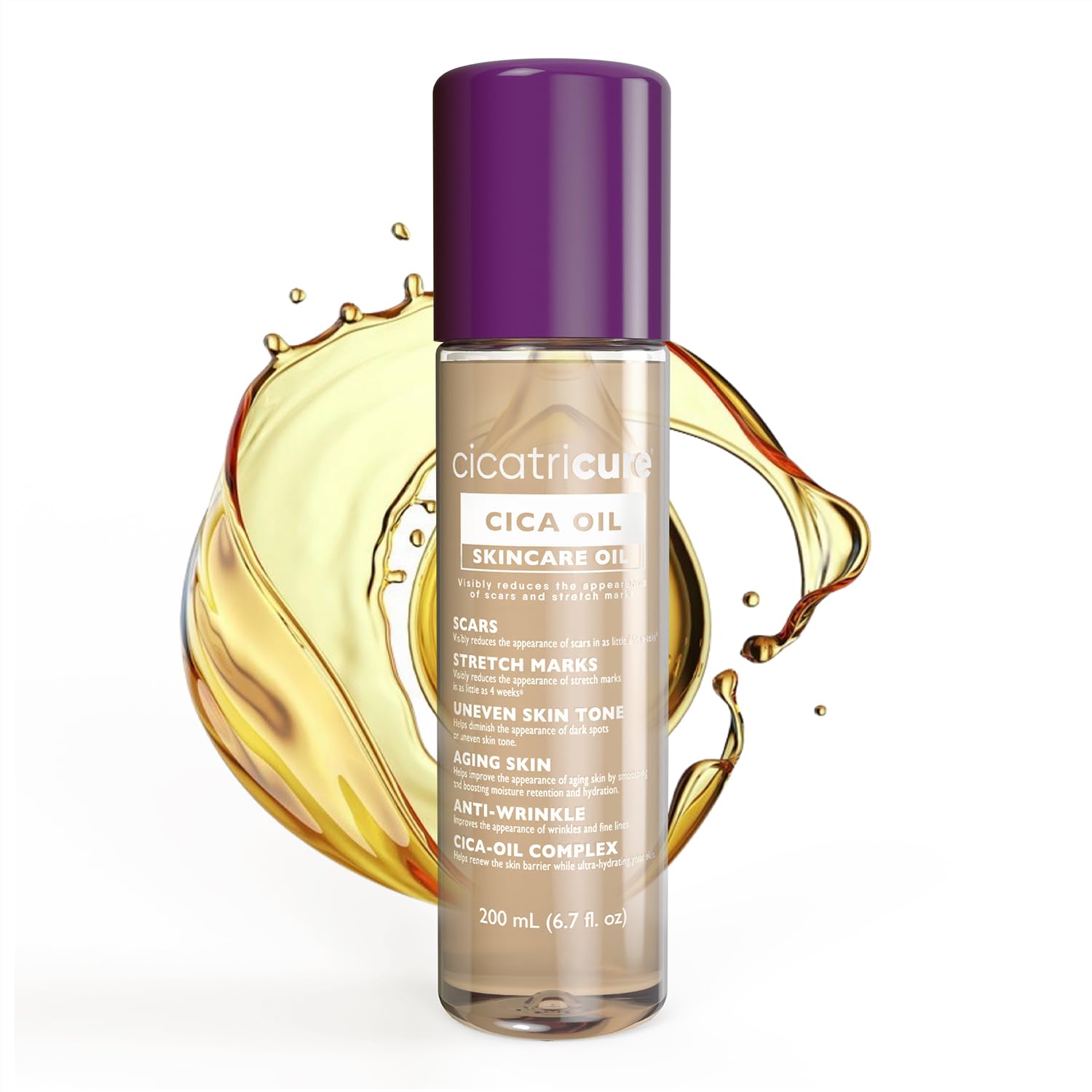 Cicatricure Cica Oil for Stretch Marks & Scars – Fast-Absorbing Body Oil with Vitamin E (6.7 fl oz)