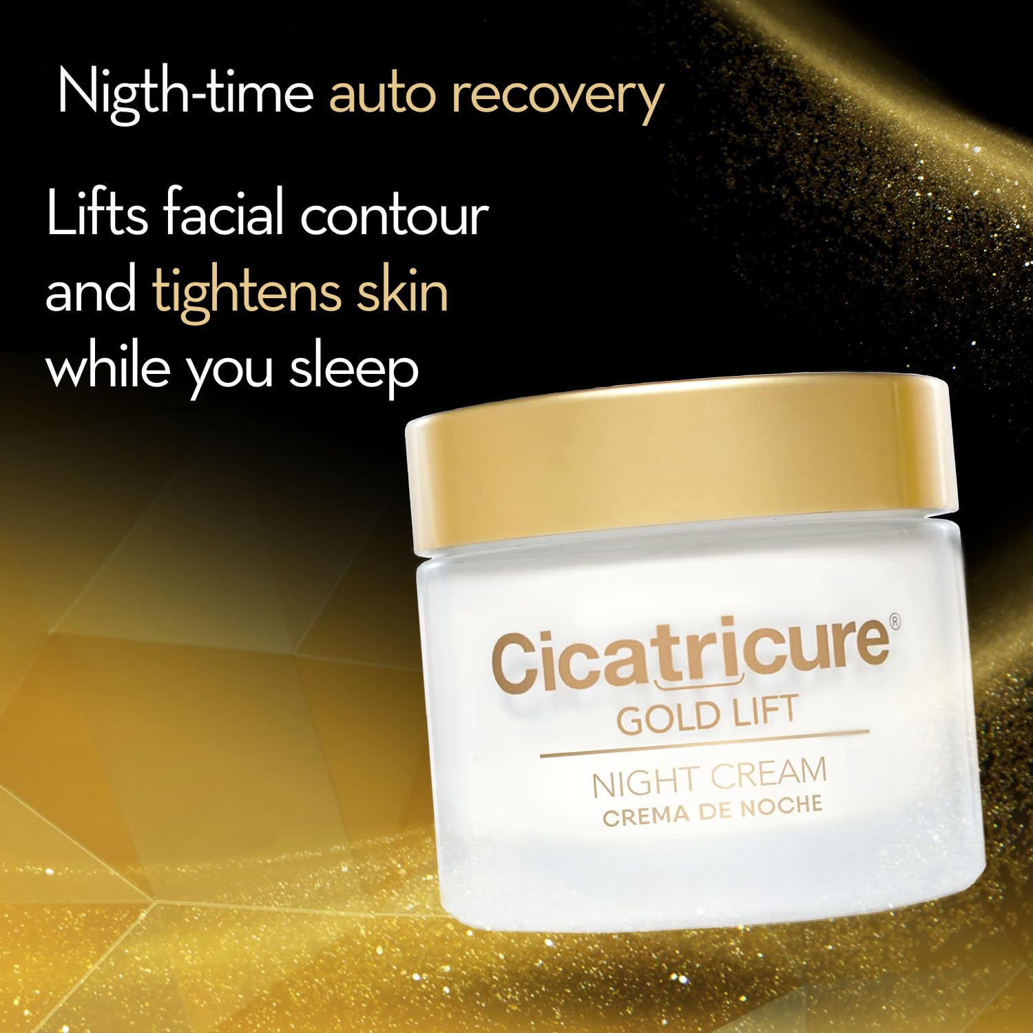 Cicatricure Gold Lift Night Cream – Overnight Anti-Aging Moisturizer with Gold, Calcium & Silicon