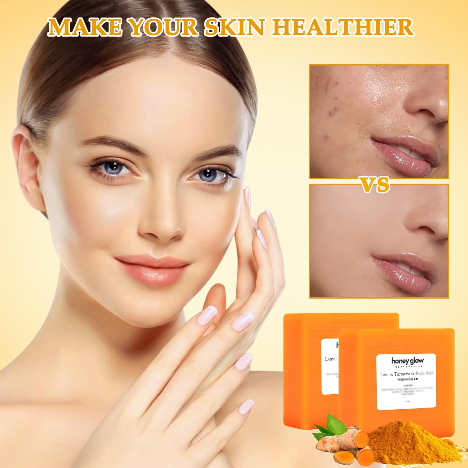 cijikos Honey Glow Lemon Turmeric Kojic Soap Bar – 2PCS for Face & Body