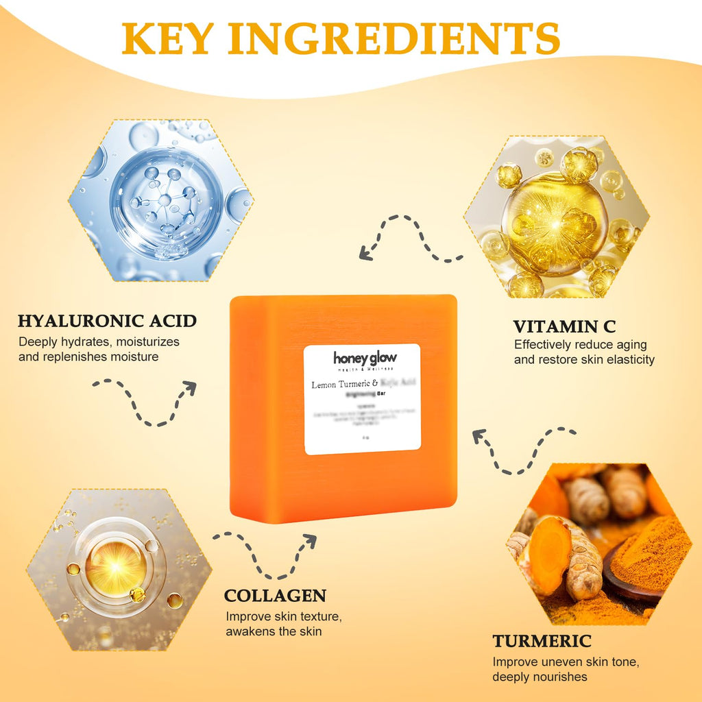 cijikos Honey Glow Lemon Turmeric Kojic Soap Bar – 2PCS for Face & Body