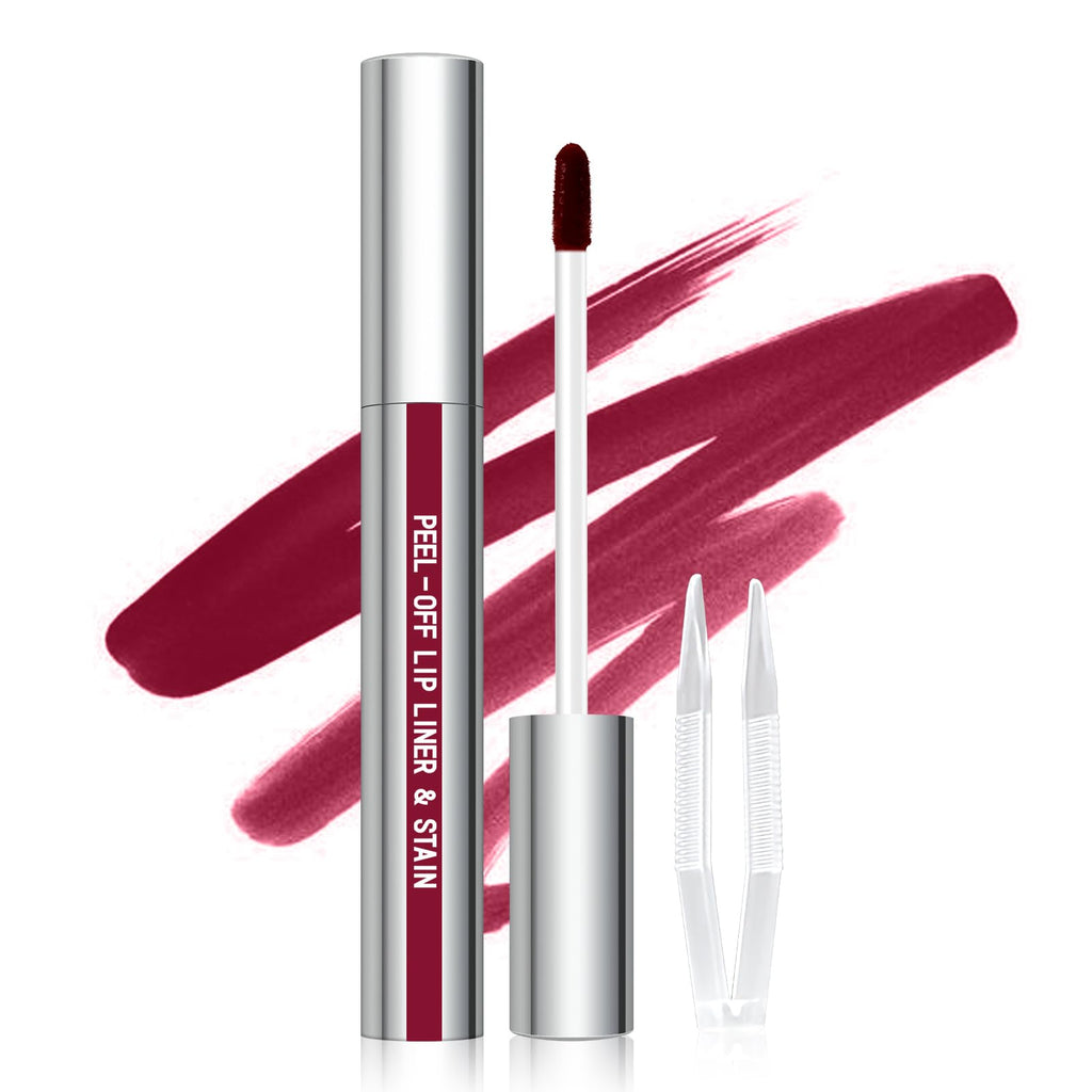 Cilrofelr Peel Off Lip Liner Stain – Berry, Long-Wear Matte Lip Color with Tweezer