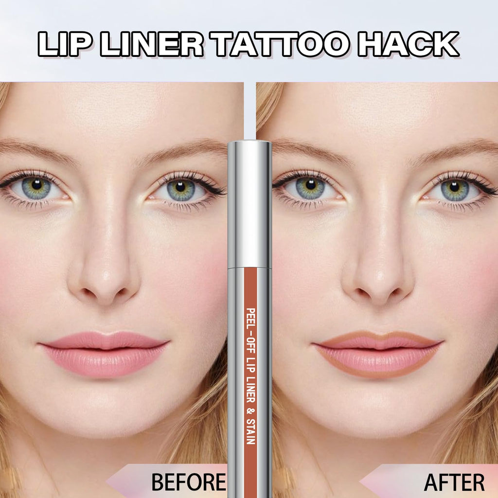 Cilrofelr Peel Off Lip Liner Stain with Tweezer - Long-Wear Matte Nude Beige Lip Color