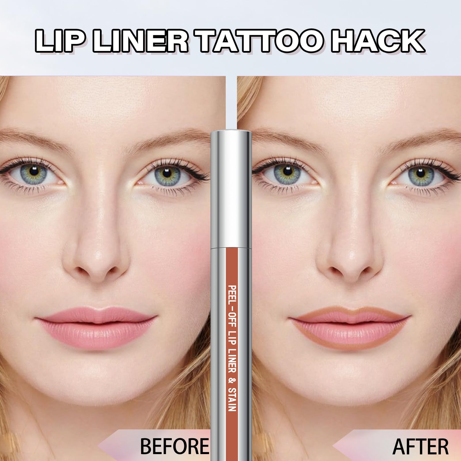 Cilrofelr Peel Off Lip Liner Stain with Tweezer - Long-Wear Matte Nude Beige Lip Color