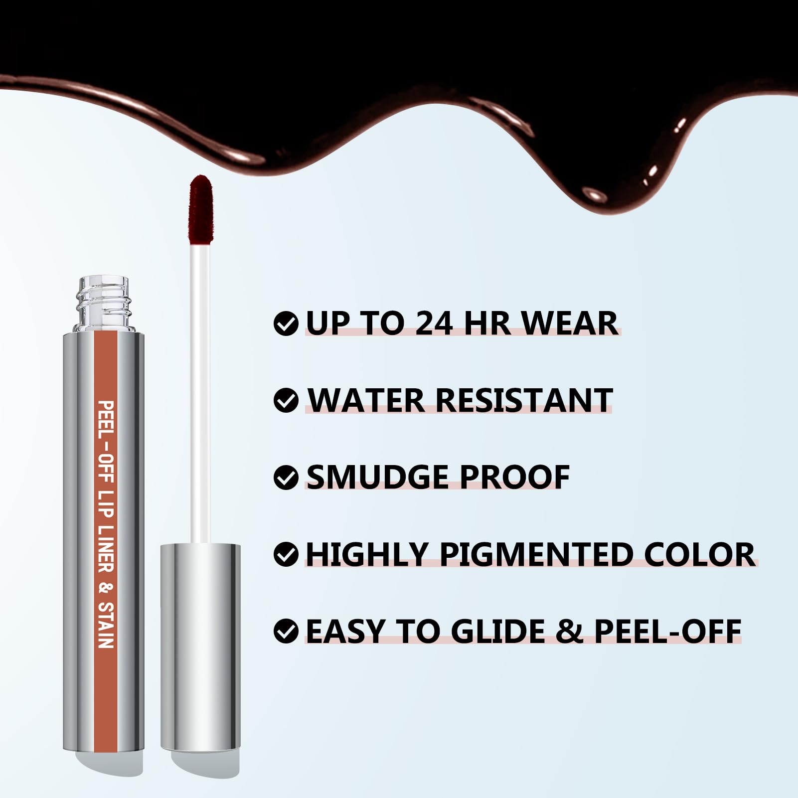 Cilrofelr Peel Off Lip Liner Stain with Tweezer - Long-Wear Matte Nude Beige Lip Color