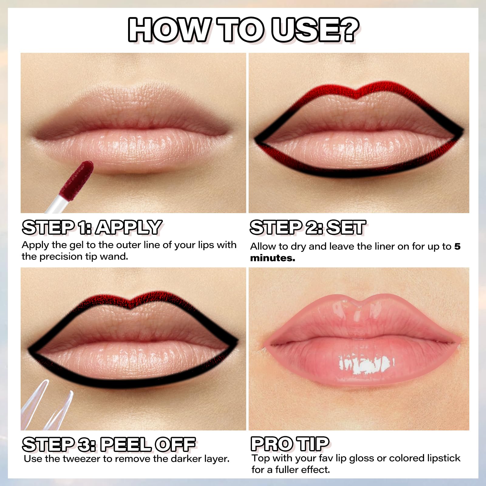 Cilrofelr Peel Off Lip Liner Stain – Long Wear Matte Lip Liner in Nude Pink