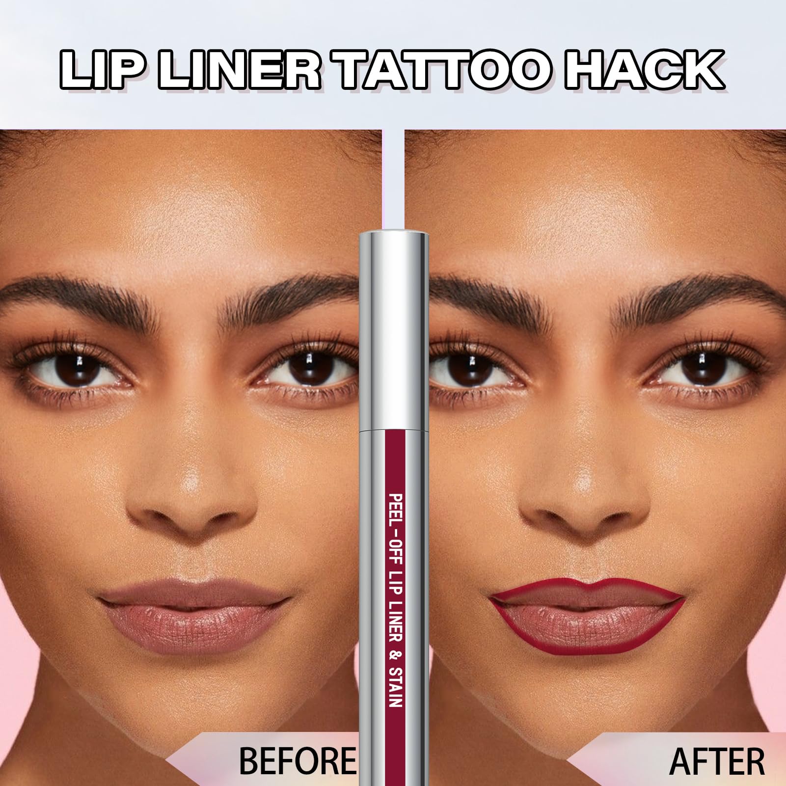 Cilrofelr Peel Off Lip Liner Stain – Berry, Long-Wear Matte Lip Color with Tweezer