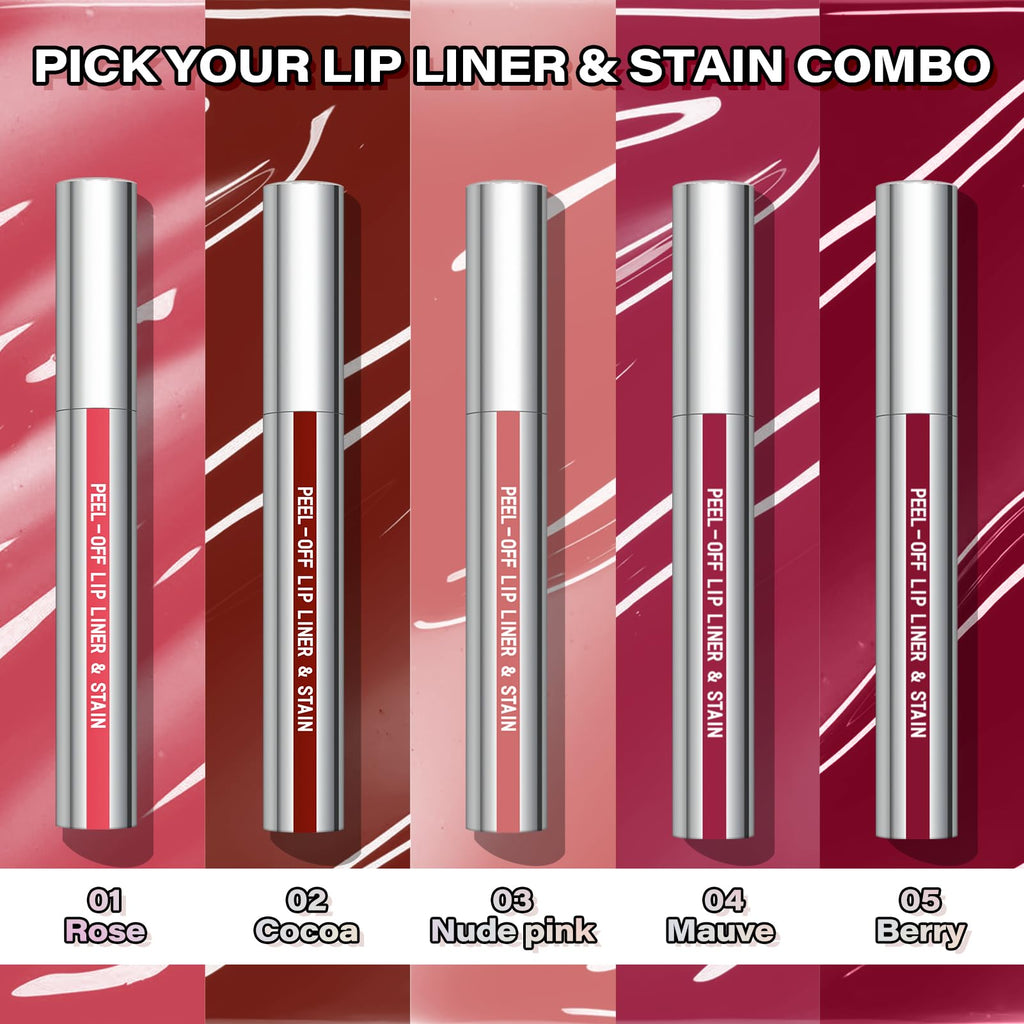 Cilrofelr Peel Off Lip Liner Stain – Berry, Long-Wear Matte Lip Color with Tweezer