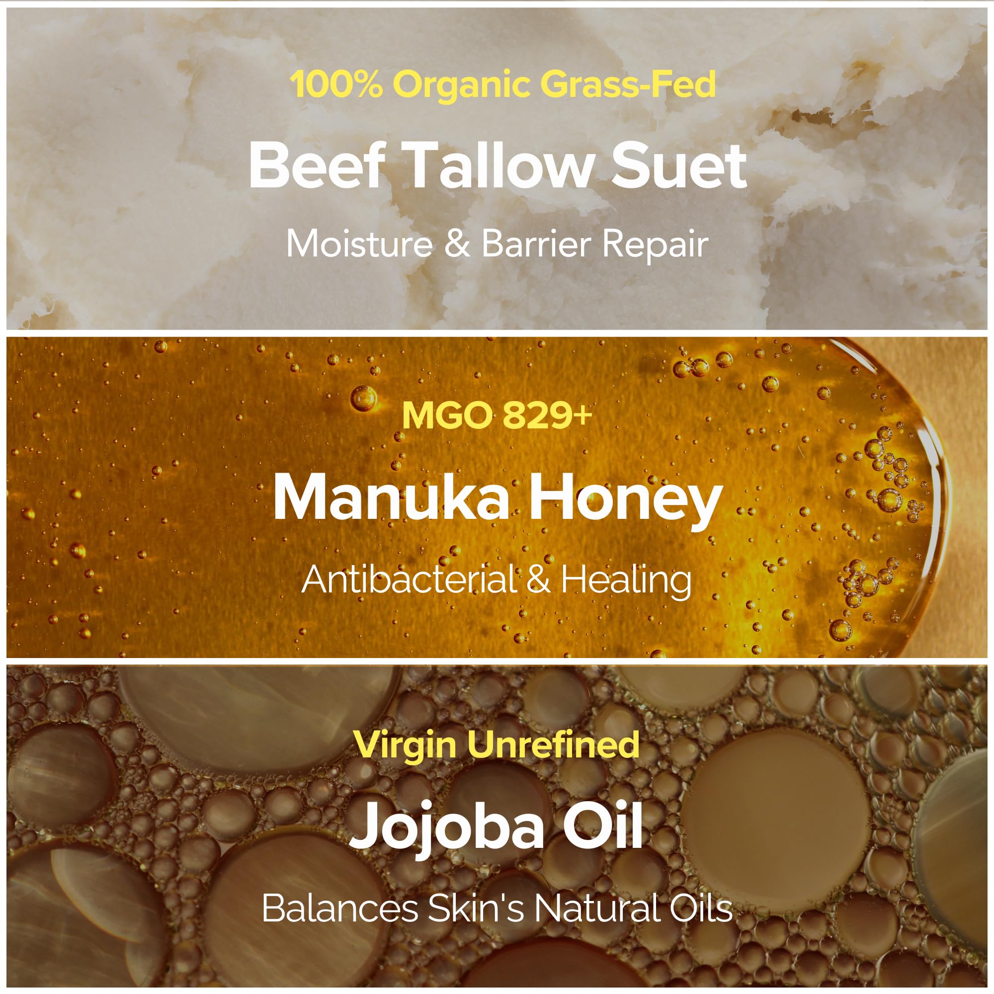 Cinder Brands 100% Grass-Fed Suet Beef Tallow & Manuka Honey Balm – Natural Moisturizer for Face & Body