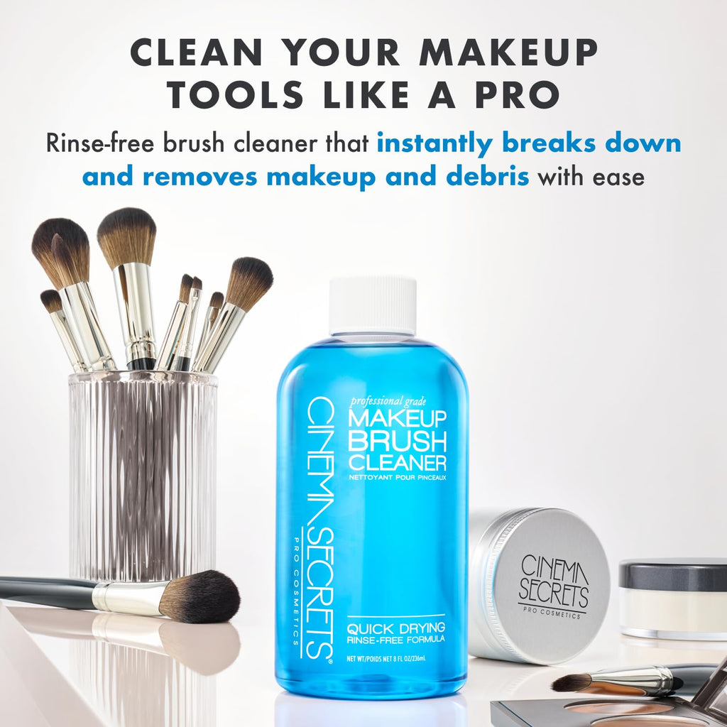 Cinema Secrets Original Blue Vanilla Brush Cleaner Kit – Quick-Dry, Rinse-Free, 8 oz