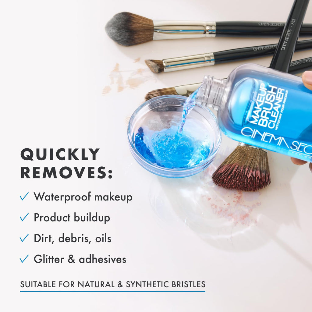 Cinema Secrets Original Blue Vanilla Brush Cleaner Kit – Quick-Dry, Rinse-Free, 8 oz
