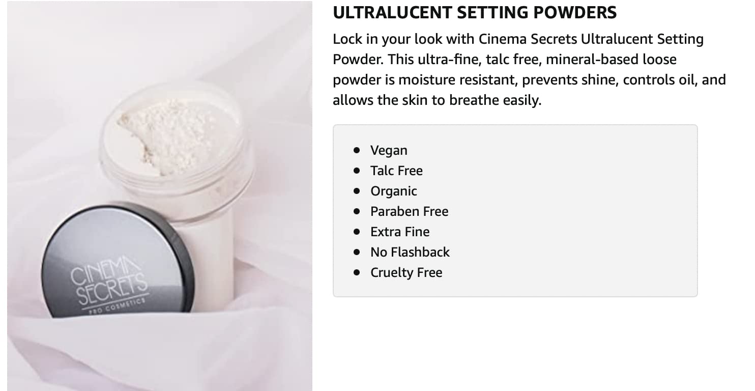Cinema Secrets Ultralucent Setting Powder – Talc-Free, All Skin Tones, Oil Control