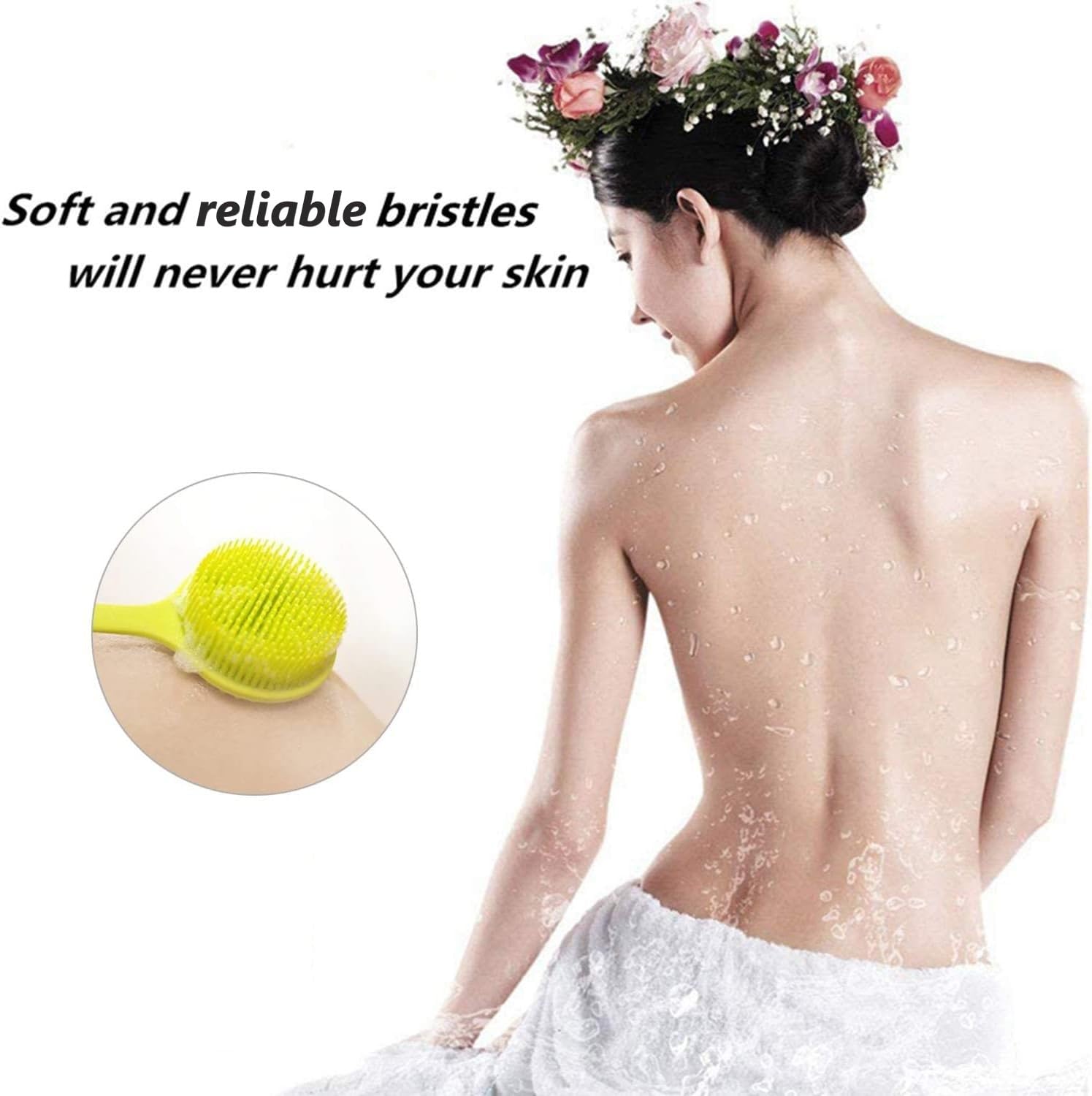 Cinlitek Silicone Body Scrubber – Long-Handle Back Scrubber for Shower