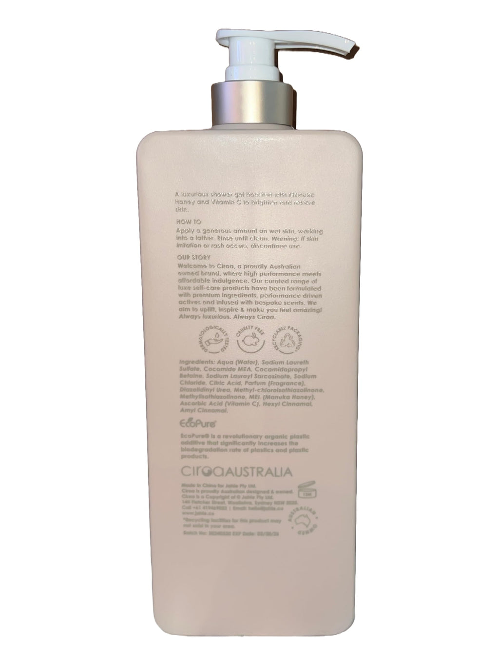 Ciroa Manuka Honey & Vitamin C Shower Gel Glow – 33.8 Fl Oz
