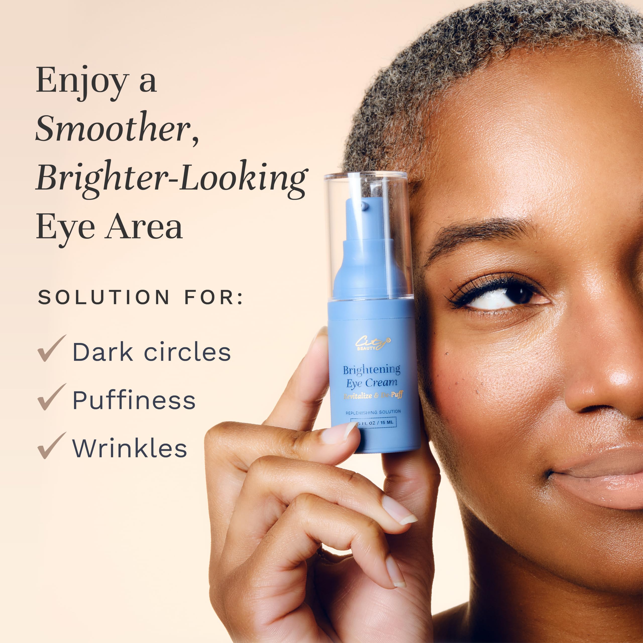 City Beauty Brightening Eye Cream for Dark Circles, Puffiness & Fine Lines | Hydrating Anti-Aging Eye Treatment 0.5 oz