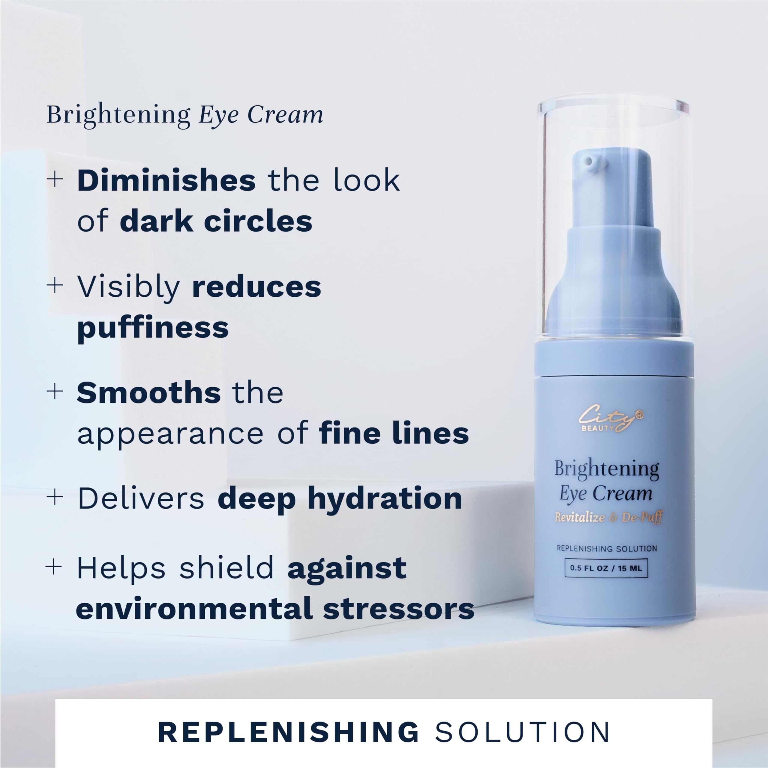 City Beauty Brightening Eye Cream for Dark Circles, Puffiness & Fine Lines | Hydrating Anti-Aging Eye Treatment 0.5 oz