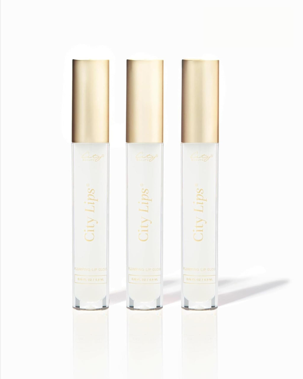 City Lips Clear by City Beauty | Plumping Lip Gloss with Hyaluronic Acid & Peptides (Pack of 3, Cruelty-Free)