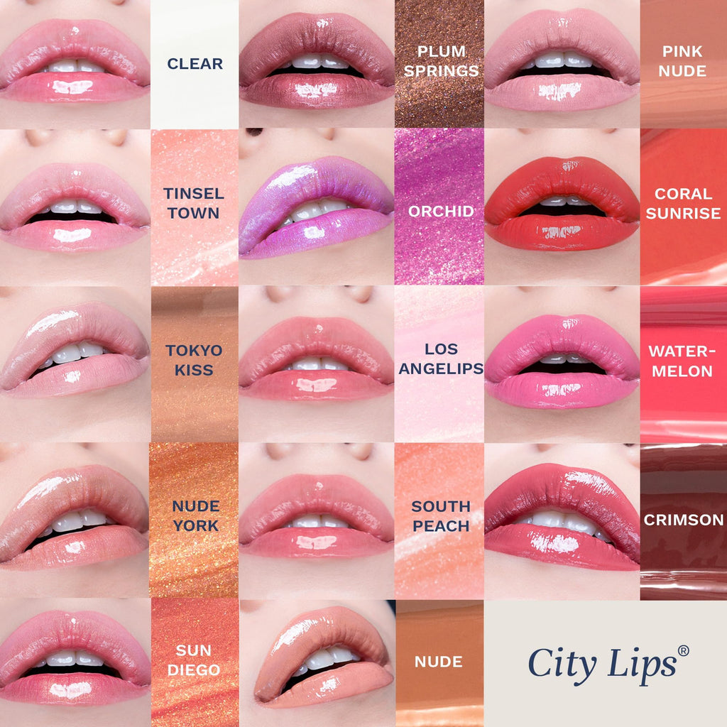 City Lips Clear by City Beauty | Plumping Lip Gloss with Hyaluronic Acid & Peptides (Pack of 3, Cruelty-Free)