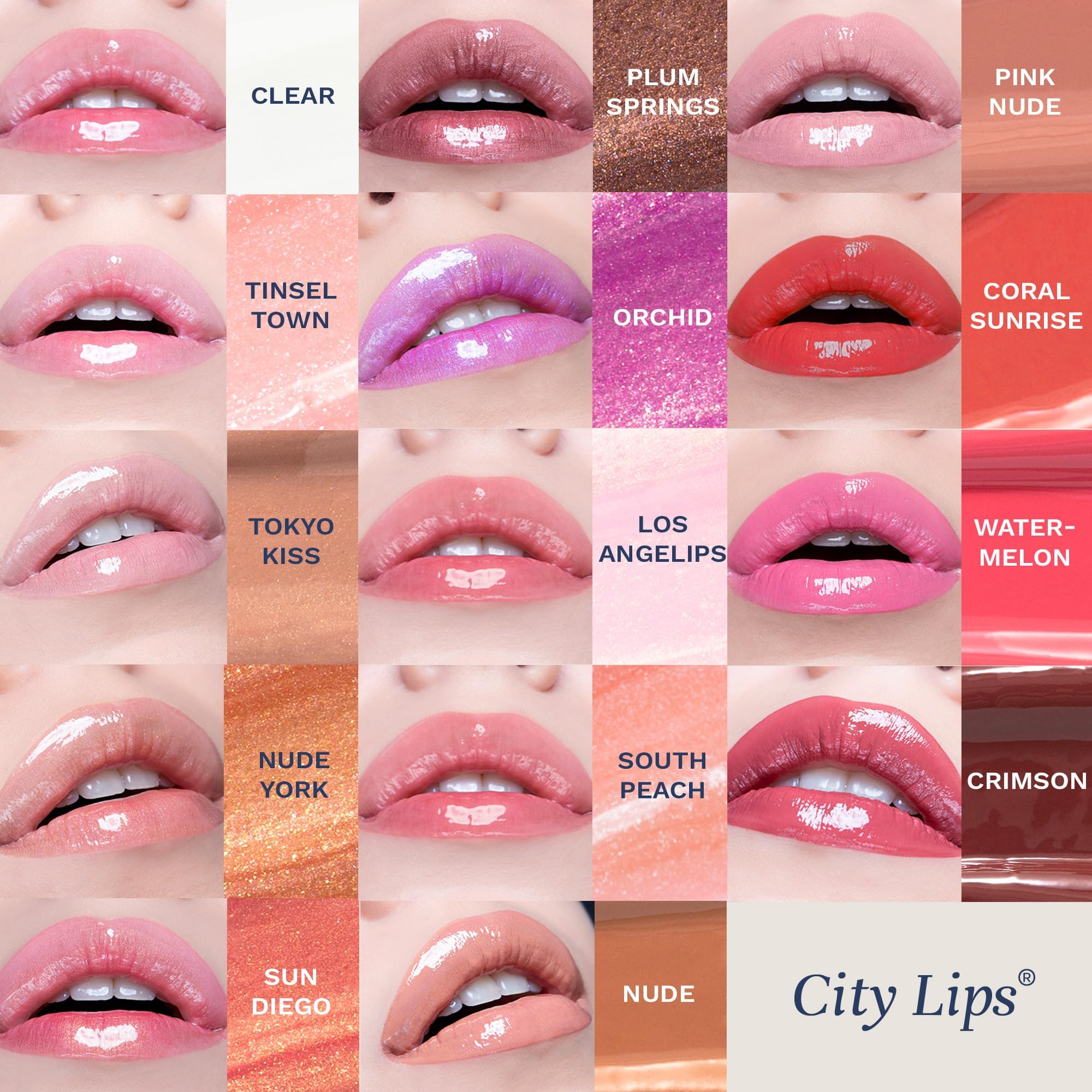 City Lips Clear by City Beauty | Plumping Lip Gloss with Hyaluronic Acid & Peptides (Pack of 3, Cruelty-Free)