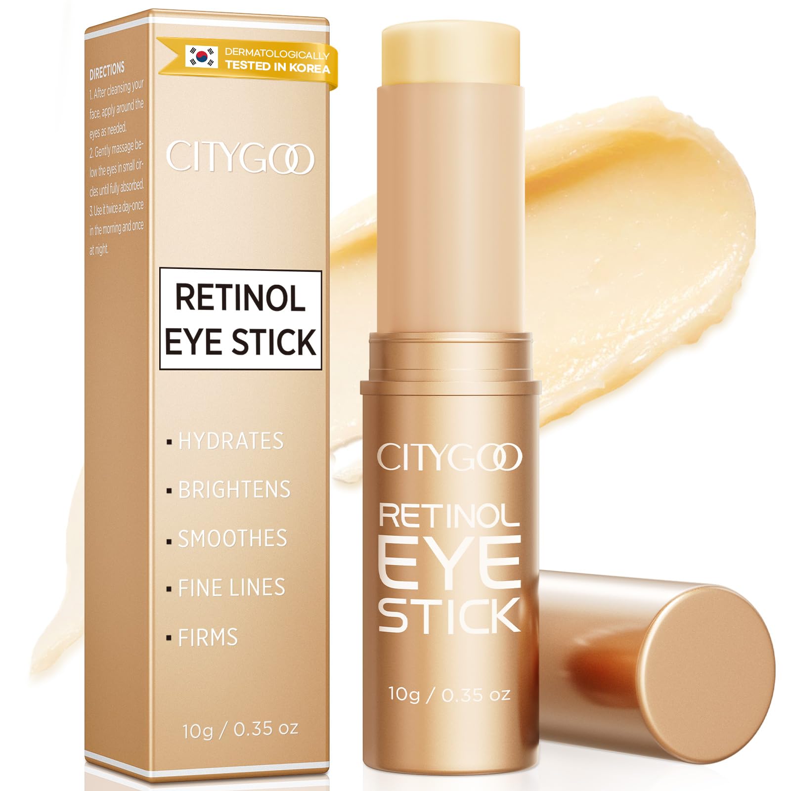 CITYGOO Retinol Eye Stick Hydrating - Anti-Aging Eye Care with Retinol & Collagen | Travel-Friendly 0.35oz/10g