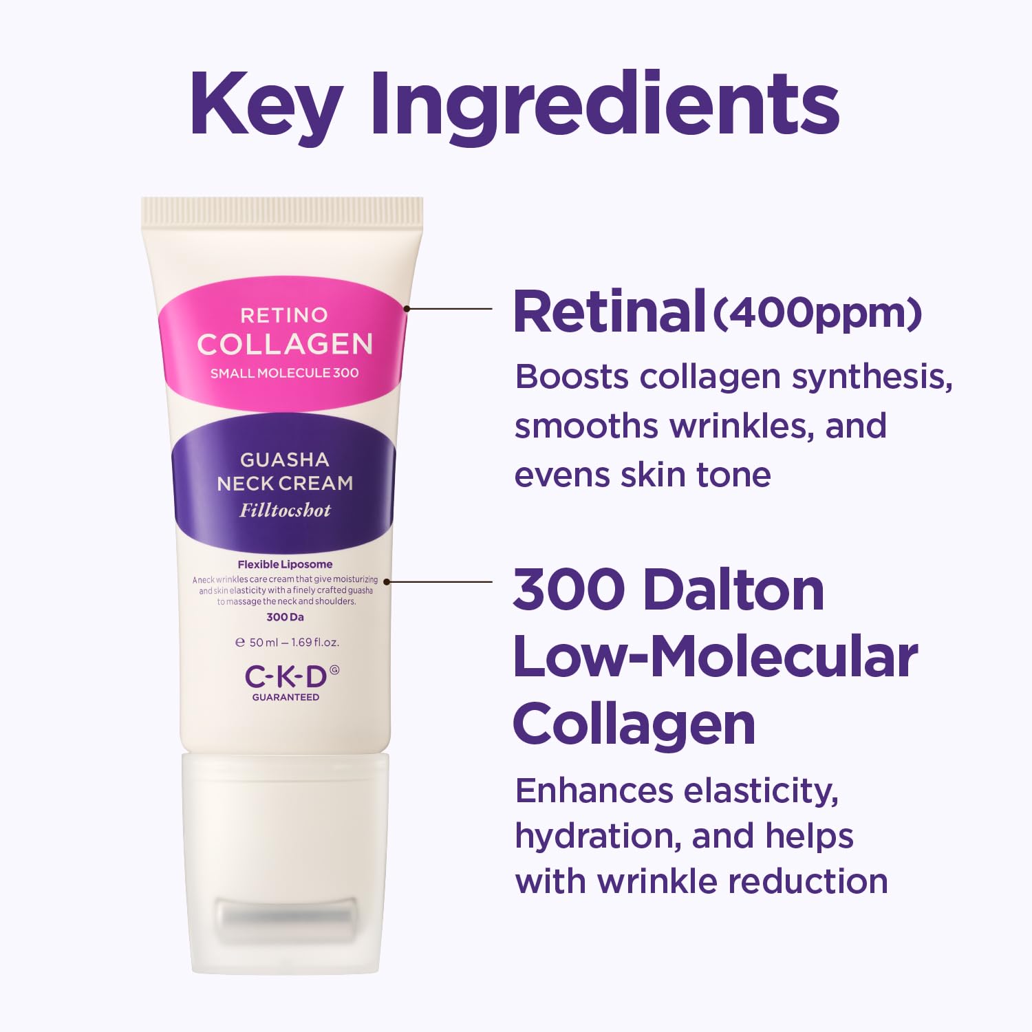 CKD Gua Sha Neck Cream Filltocshot – Advanced Neck Firming with Massage Roller