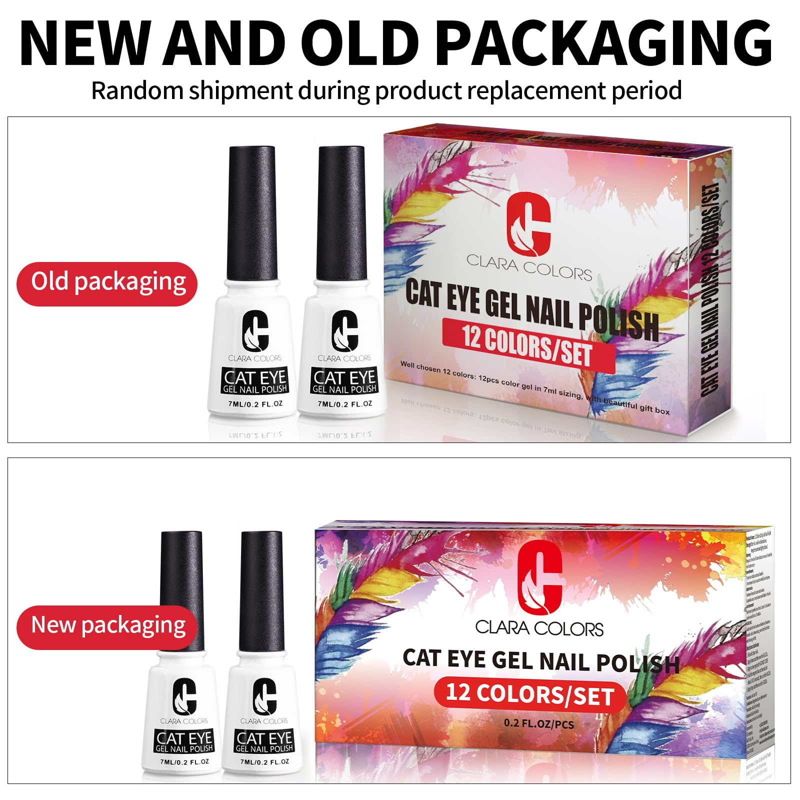 Clara Colors Cat Eye Gel Nail Polish Set – 12 Colors Magnetic Holographic Galaxy Series with 2 Magnets