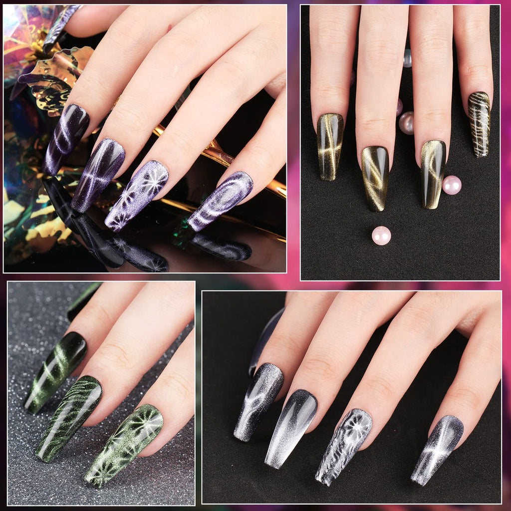 Clara Colors Cat Eye Gel Nail Polish Set – 12 Colors Magnetic Holographic Galaxy Series with 2 Magnets