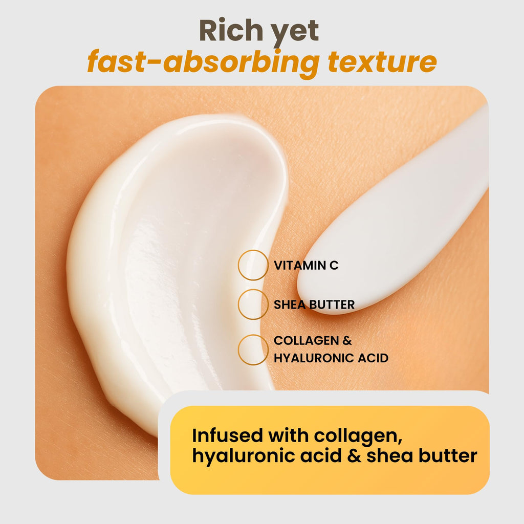 Clarimond Vitamin C Body Cream w/ Hyaluronic Acid & Collagen Peptides | Hydrating, Non-Greasy