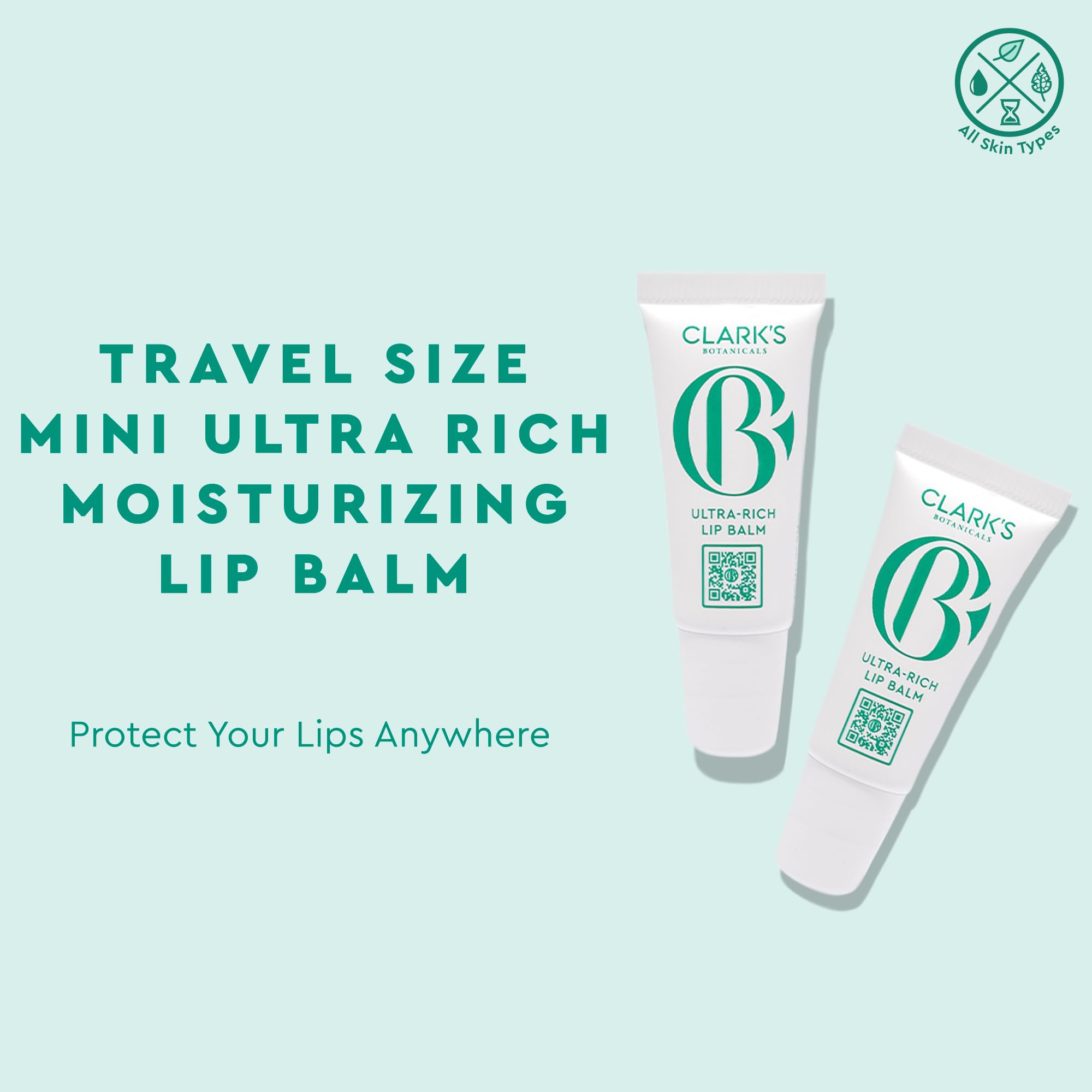 Clark's Botanicals Mini Ultra Rich Lip Balm | Plumping Moisturizer with Collagen, Shea, Mango & Avocado Butter + Vitamin E | 0.14 fl oz (Pack of 2)